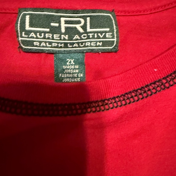 Lauren Ralph Lauren Women's Long Sleeve Tee in Red with Black Logo - Picture 3 of 3